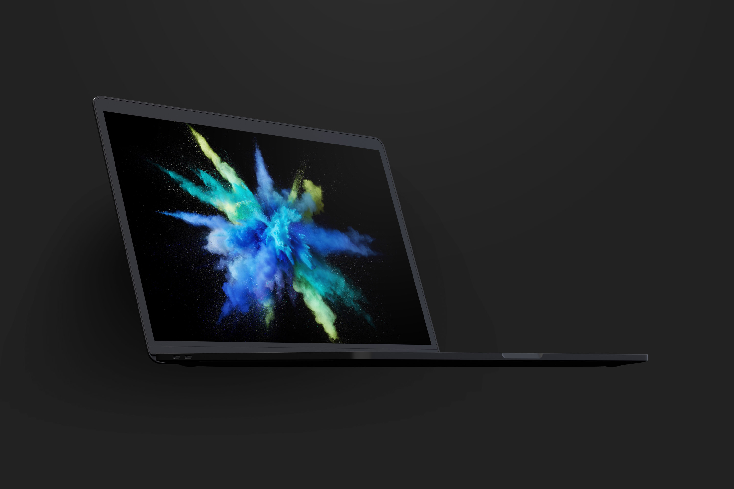 陶瓷黏土材质MacBook Pro笔记本电脑左前视图样机 Clay MacBook Pro 15" with Touch Bar, Front Left View Mockup插图(2)