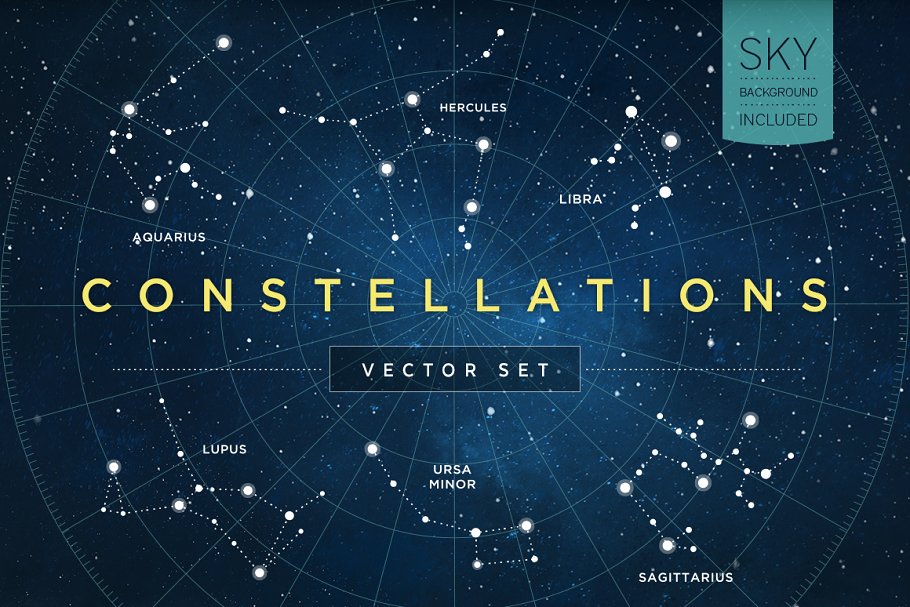 星座矢量插画素材 Constellations Vector Illustrations插图