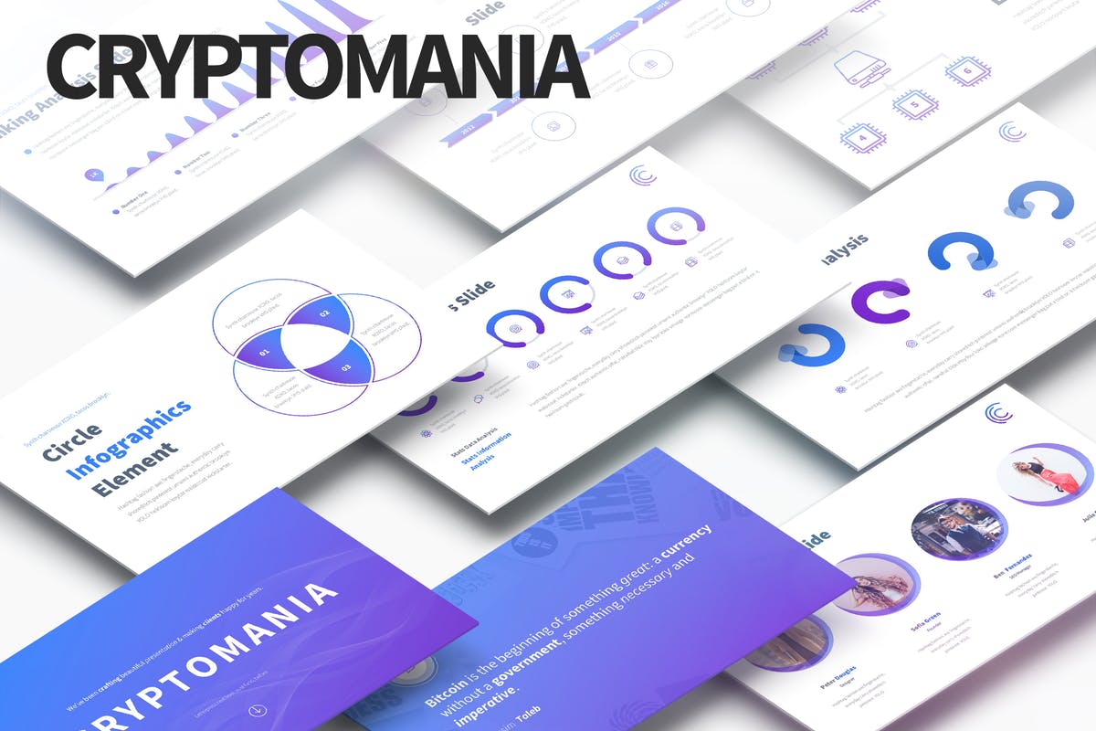 多用途信息图表类型企业宣传PPT设计模板 Cryptomania – Multipurpose PowerPoint Presentation插图