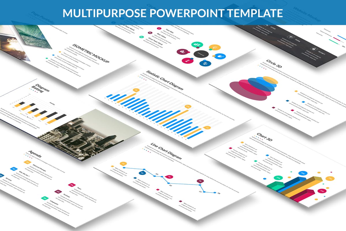 多用途数据信息图表类型PPT幻灯片模板 Omega Powerpoint Template插图