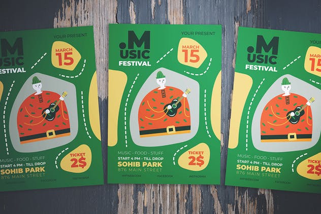 音乐节活动海报设计PSD&AI模板 Music Festival Flyer插图(3)