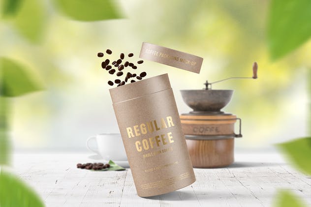 茶叶/咖啡豆纸筒外观包装样机模板 Paper Tube Coffee Package Mock Up插图(4)