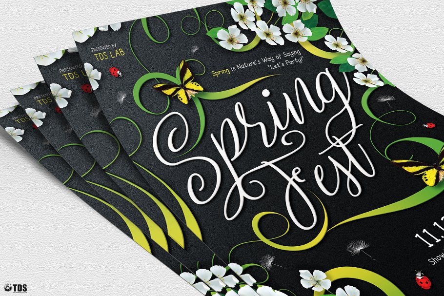 春季绿植花卉活动宣传单PSD模板 Spring Fest Flyer PSD插图(4)