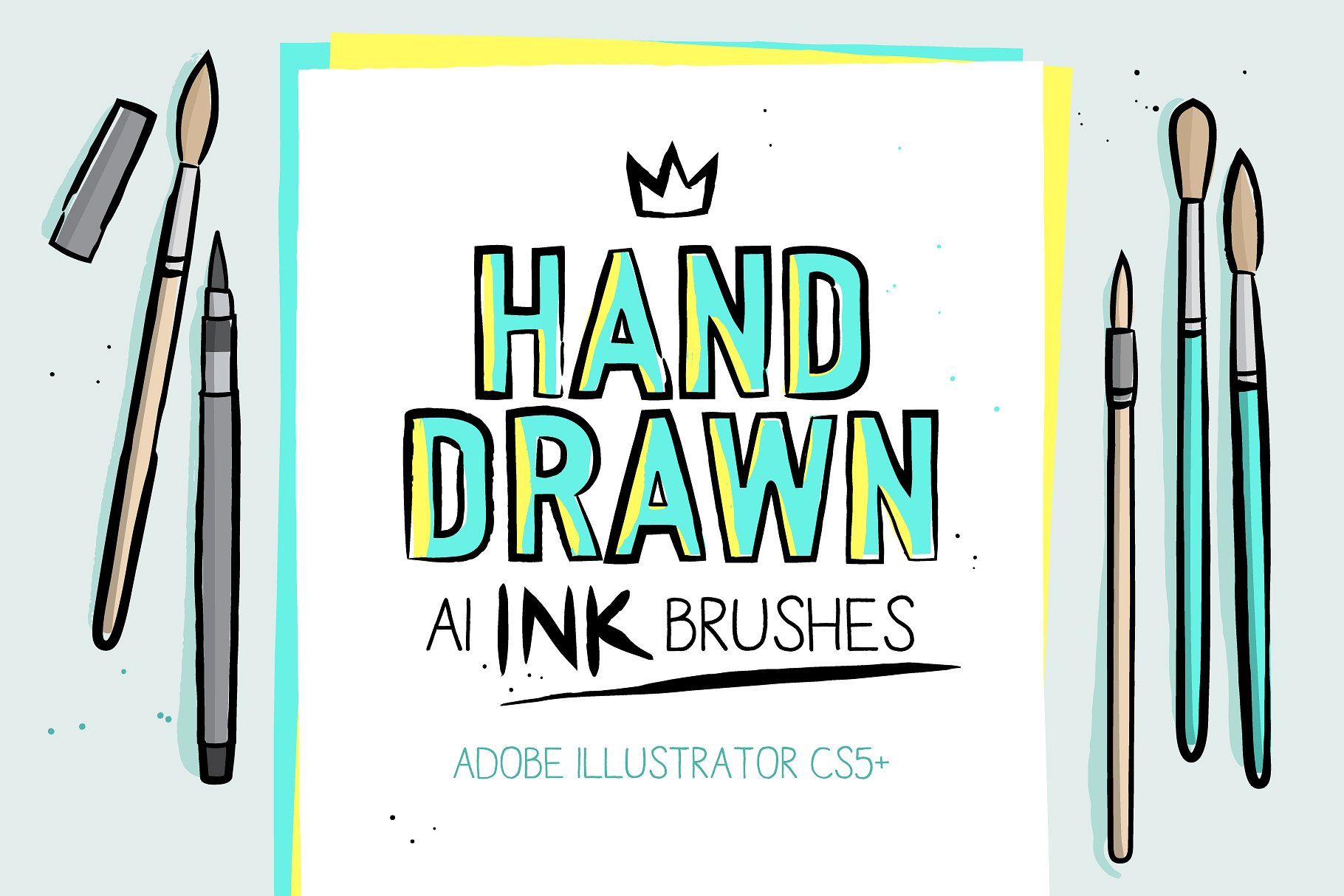 手绘毛笔画笔笔迹笔画AI笔刷 Hand-drawn ink AI brushes插图