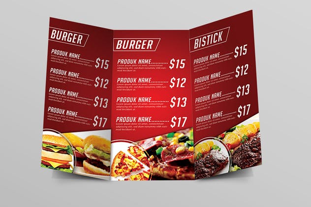红色汉堡西式快餐菜单/传单设计模板 Delecious food menu flyer插图(1)