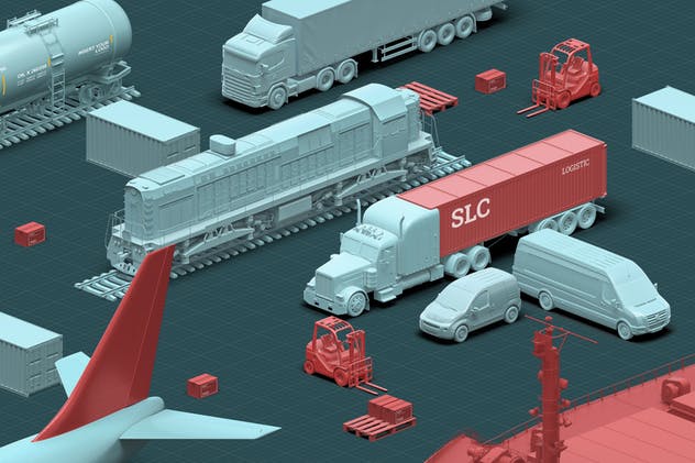 3D物流运输场景生成器 3D scene generator: Transport & Logistic插图2
