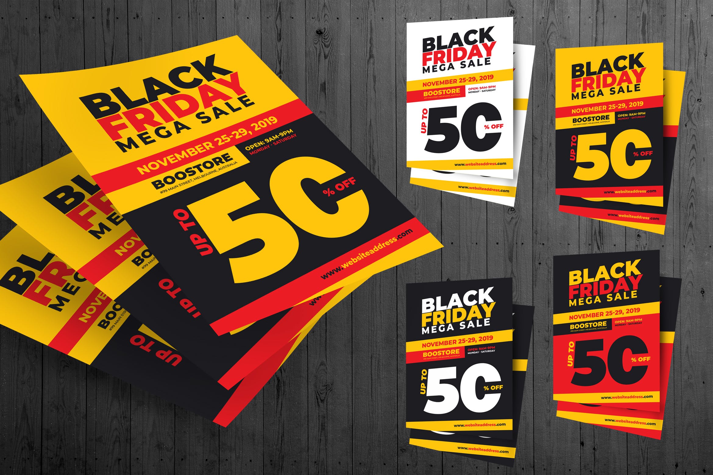 品牌鞋店黒五打折活动海报设计模板v01 Black Friday Flyer Template 01插图