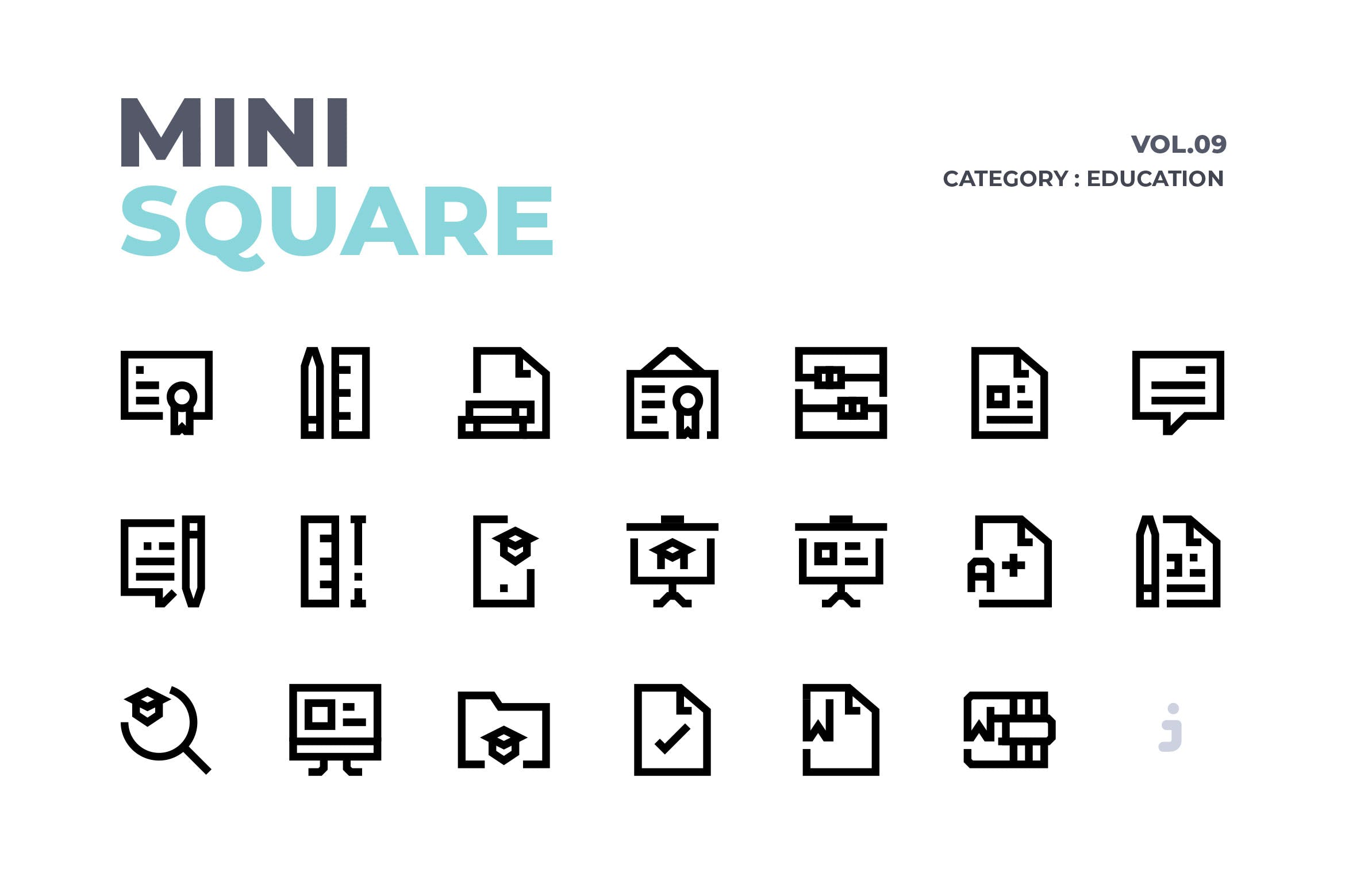 60个教育主题迷你简约风图标素材 Mini square – 60 Education Icons插图