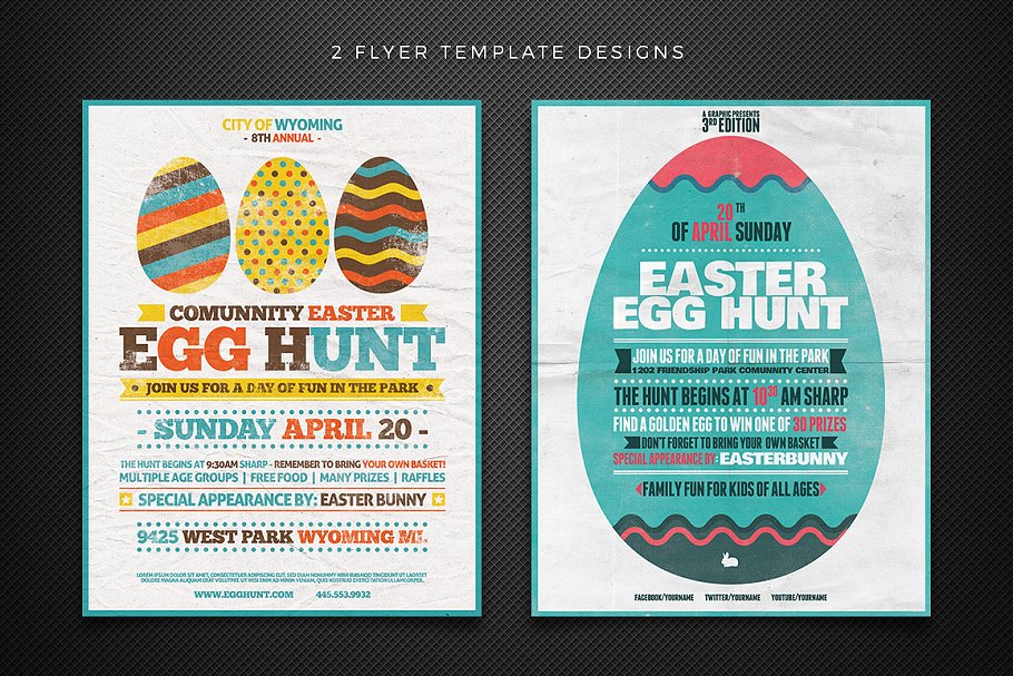 万圣节寻找彩蛋活动传单模板 Egg Hunt Flyer Templates插图(1)