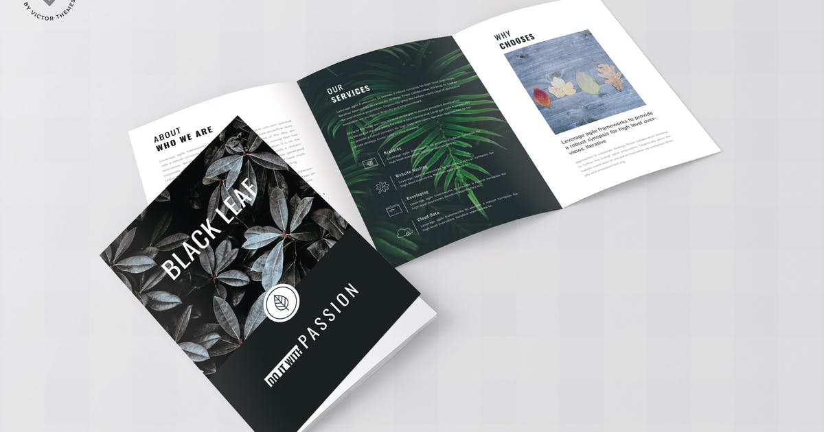 极简主义三折页商业宣传单设计模板 Minimal Business Tri-Fold Brochure插图