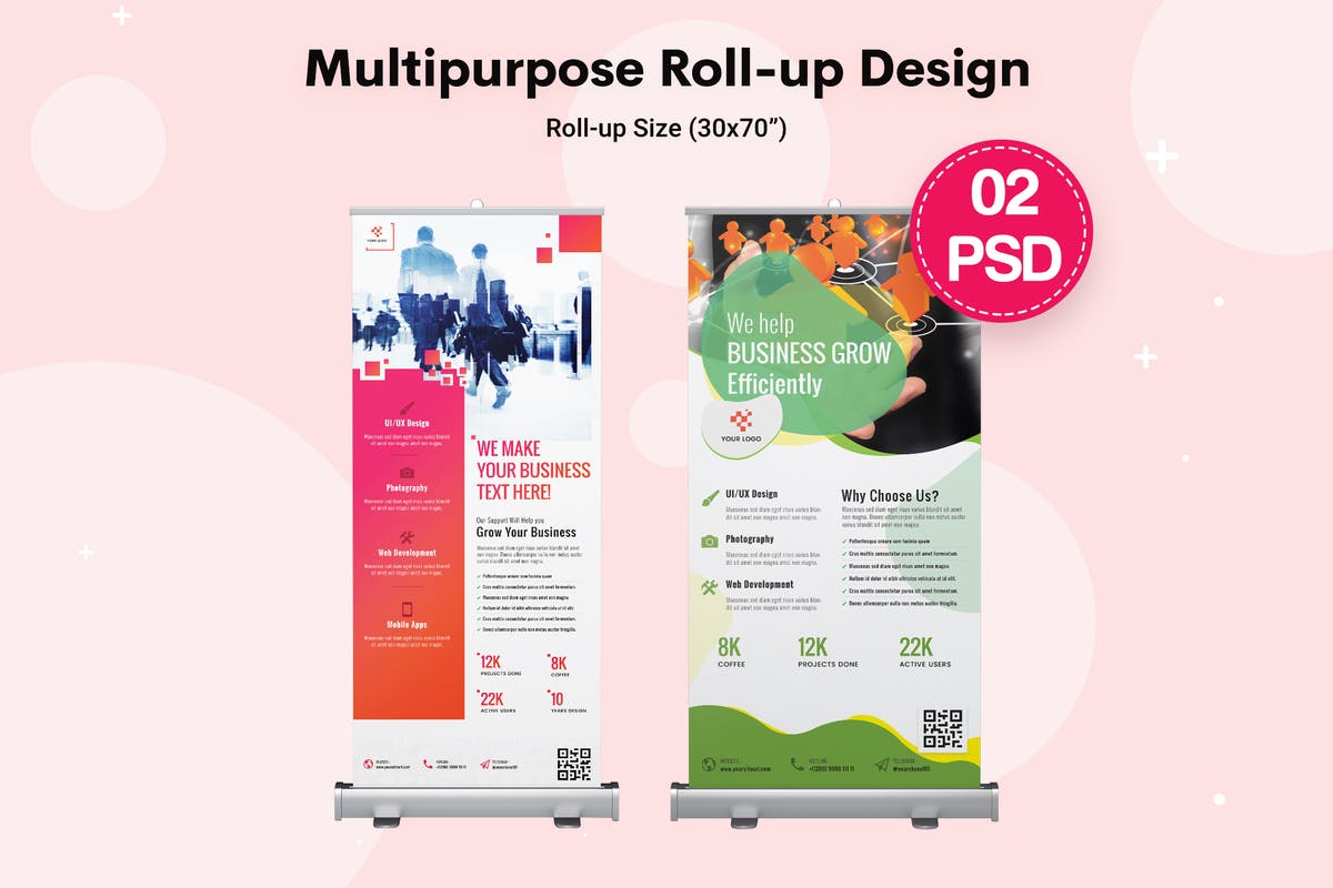 多用途品牌宣传易拉宝海报设计模板 Multipurpose Roll-up Banners插图