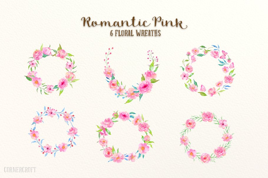 浪漫粉色水彩设计套装 Design Kit Romantic Pink Watercolor插图(4)