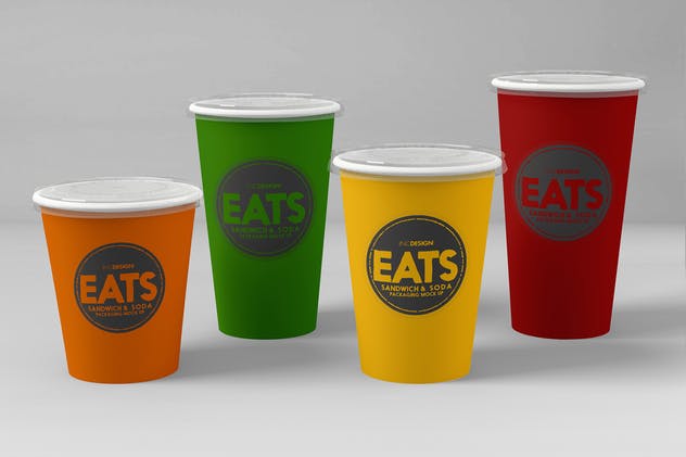 楔形三明治和苏打饮料纸杯样机套装 Sandwich Wedge and Soda Paper Cups MockUp Set插图(9)