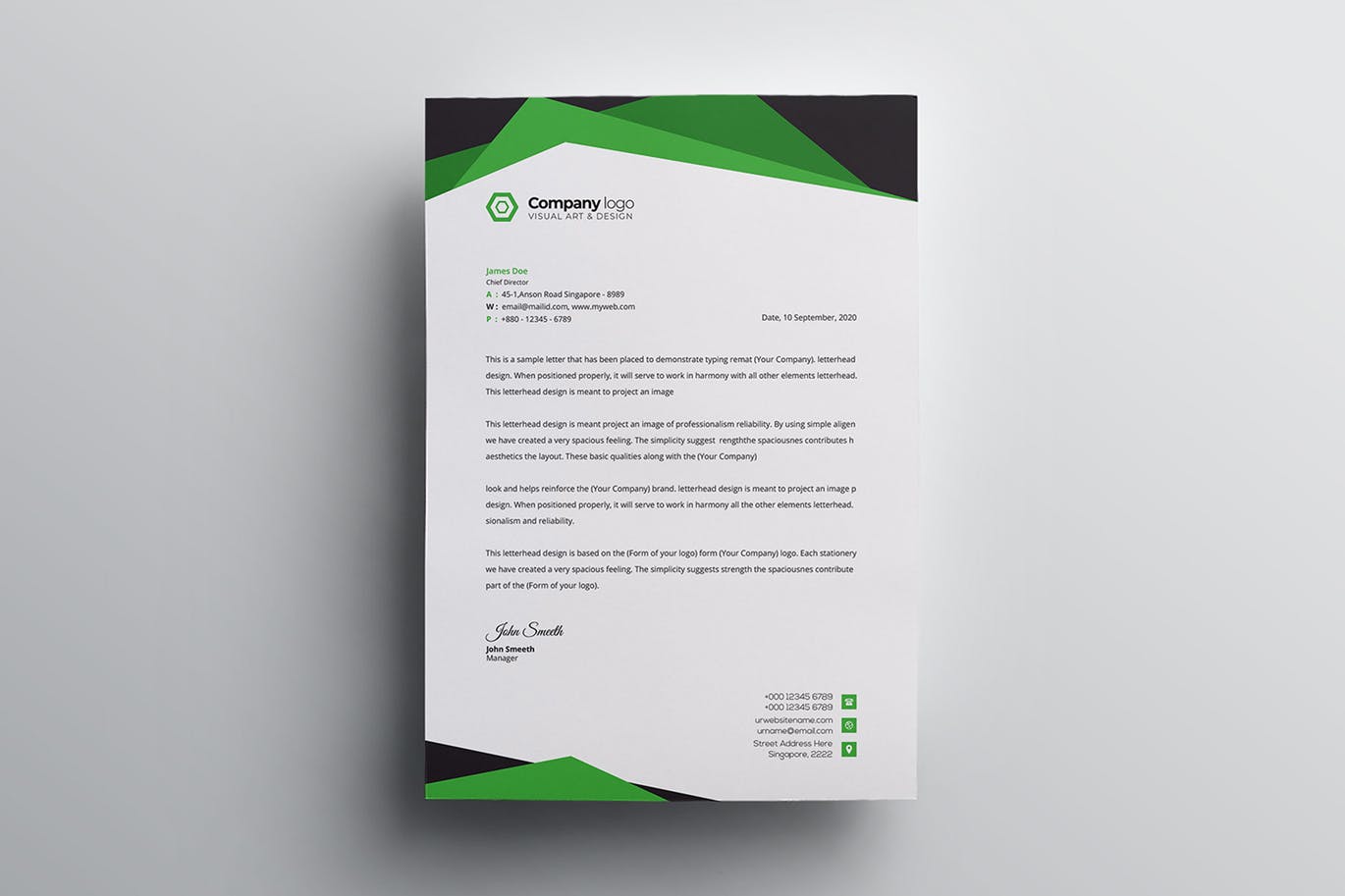 信息科技企业信封设计模板v2 Letterhead插图(1)
