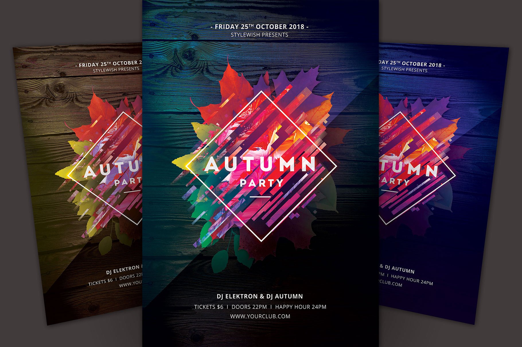 秋季主题活动海报传单设计模板 Autumn Party Flyer Template插图