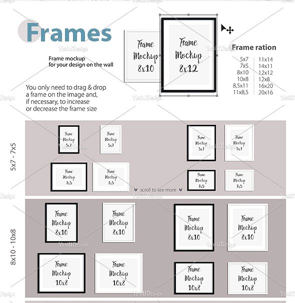 家居室内墙纸&相框画框样机模板 Interior Wall & Frames Mockup – 4插图4