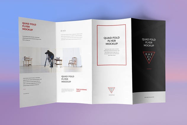 4折页广告传单小册子样机 4 Fold Brochure Mockups插图(6)