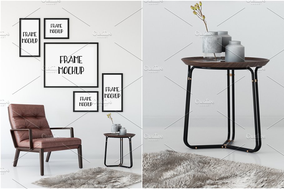 现代居家挂墙画框相框样机 Scandi Interior Frame Mockup – 10插图(1)