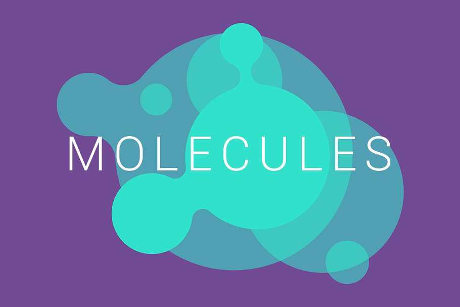 抽象分子结构扁平化风格背景v01 Molecules | Flat Backgrounds | V01插图3