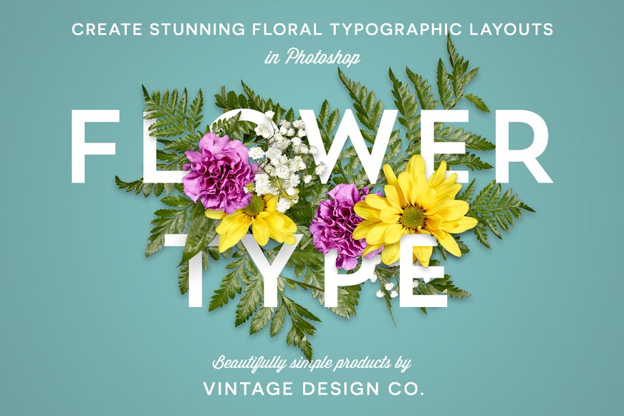 花卉版画布局图层样式 FlowerType for Photoshop插图