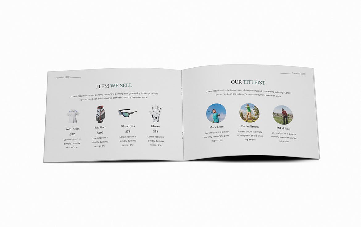 高尔夫场馆/体育场馆横版画册设计版式模板 Golf A5 Brochure Template插图6