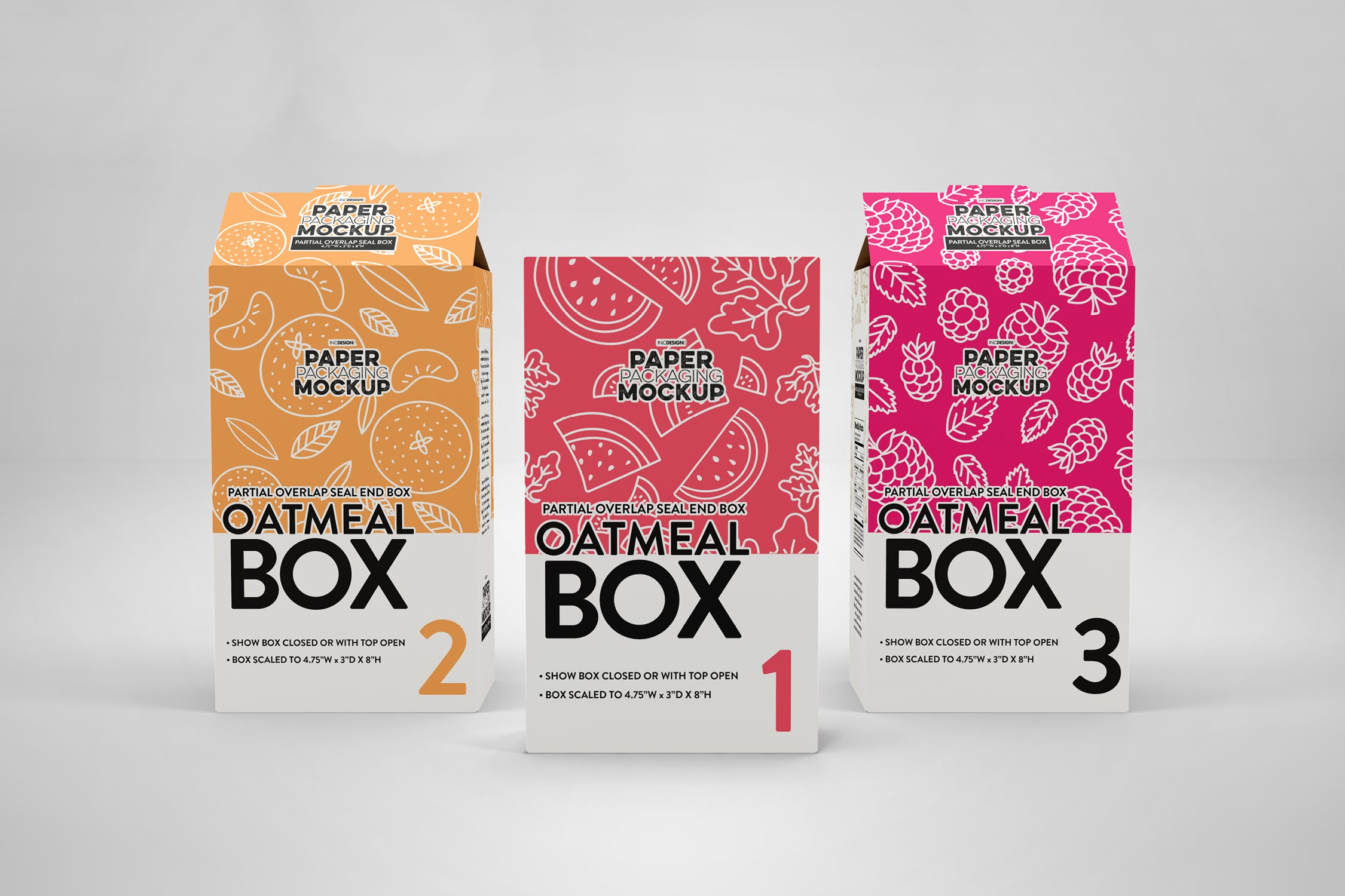 麦片盒包装纸盒设计效果图样机 Paper Cereal Box Packaging Mockup插图(3)