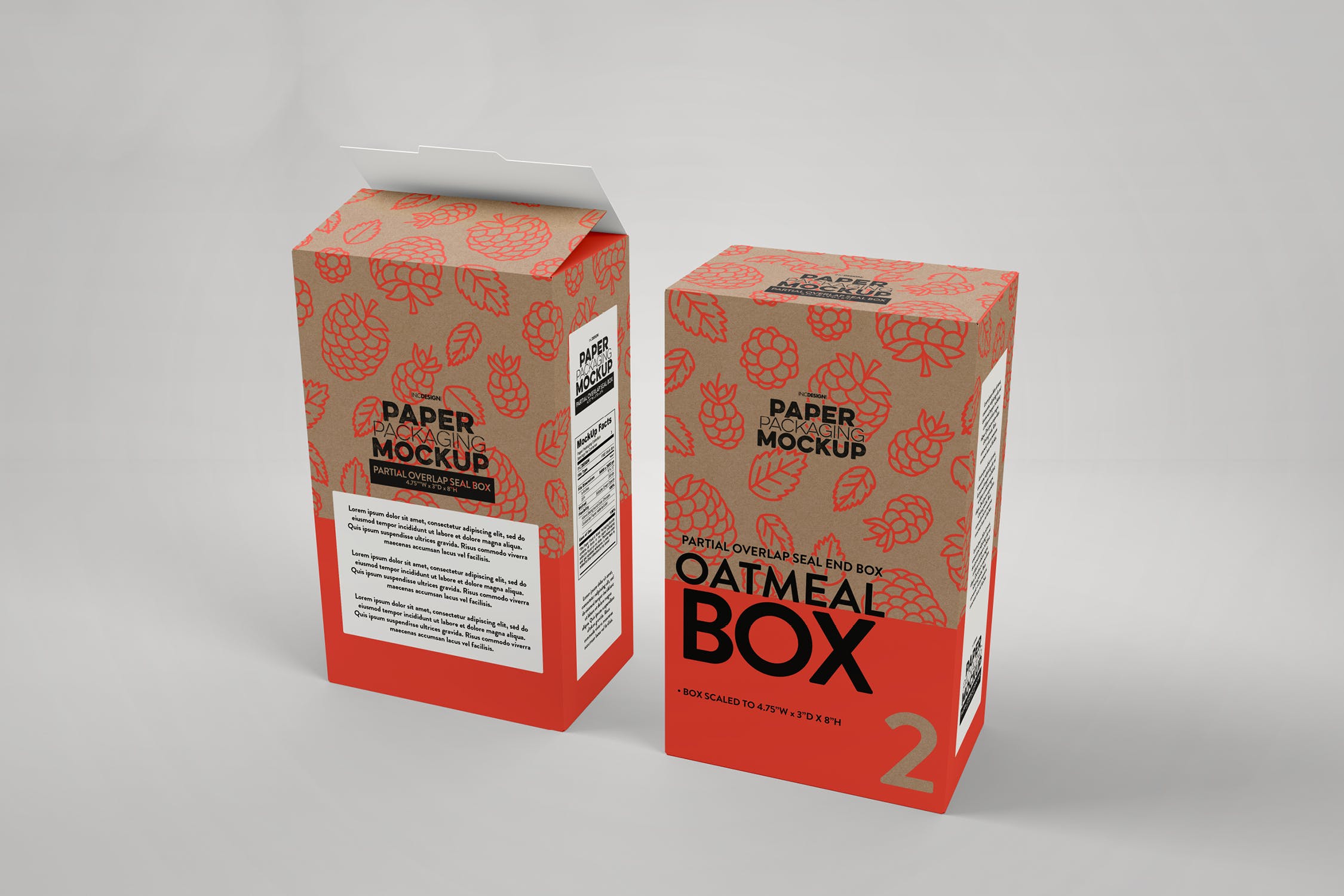 麦片盒包装纸盒设计效果图样机 Paper Cereal Box Packaging Mockup插图4