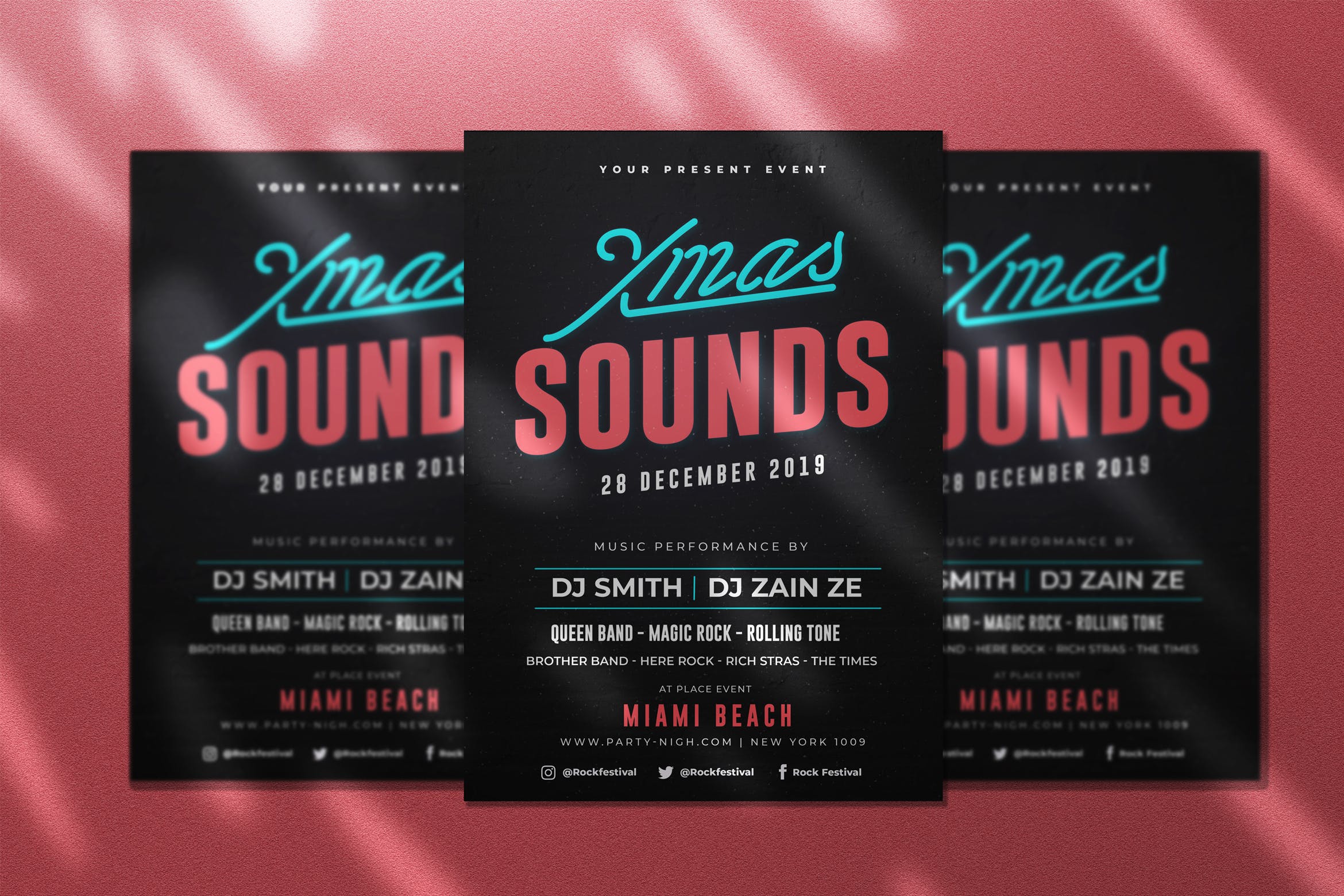 圣诞节音乐派对活动海报传单设计模板 Xmas Sound Flyer插图
