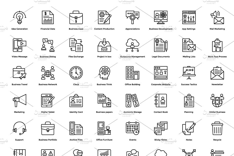 664款金融主题业务财务线条图标 664 Business and Finance Line Icons插图(1)