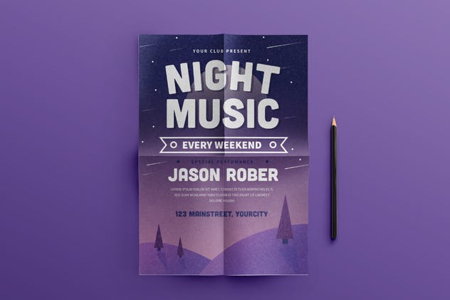 午夜音乐DJ派对传单设计模板 Night Music Flyer插图(1)