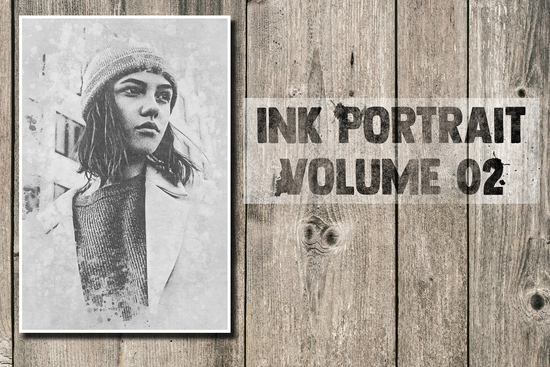 墨水肖像画照片效果PS动作 Ink Portrait Volume 02插图