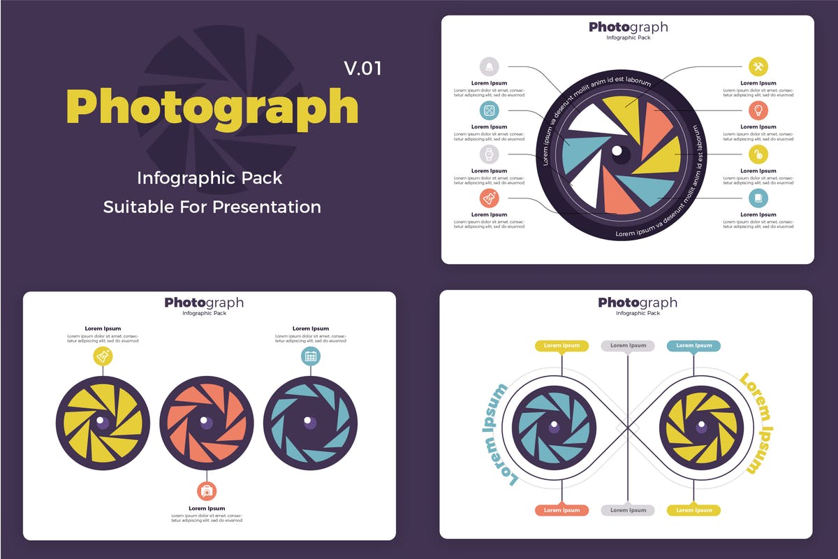 摄影主题信息图表矢量设计模板 Photography – Infographic插图