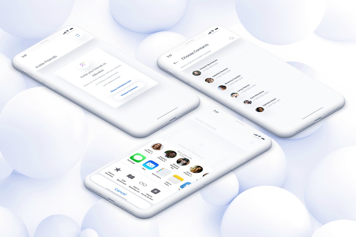 电子钱包APP应用邀请朋友注册界面UI模板 Wallet Invite Friends Mobile Ui for IPhoneX插图