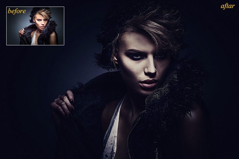 黑暗的HDR人物肖像专业效果Photoshop动作下载插图(3)