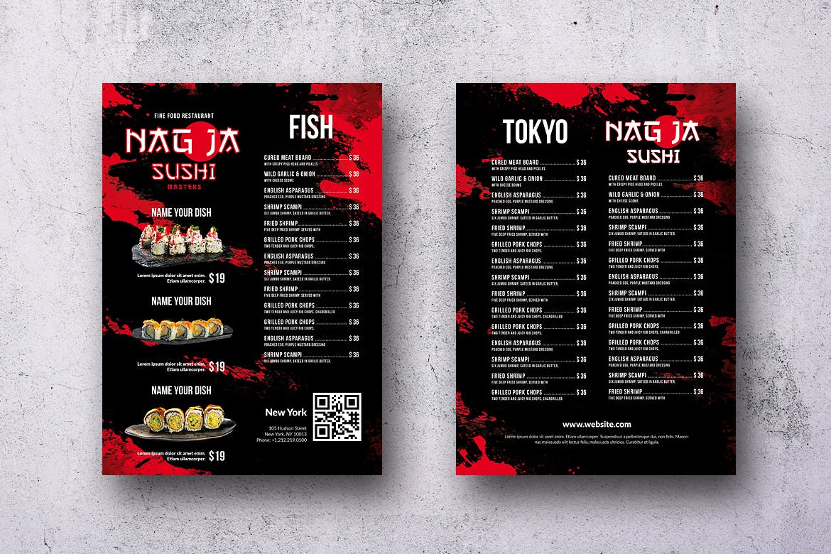名古屋寿司日式料理菜单设计模板合集 Nagoya Sushi Japanese Food Menu Bundle插图(4)