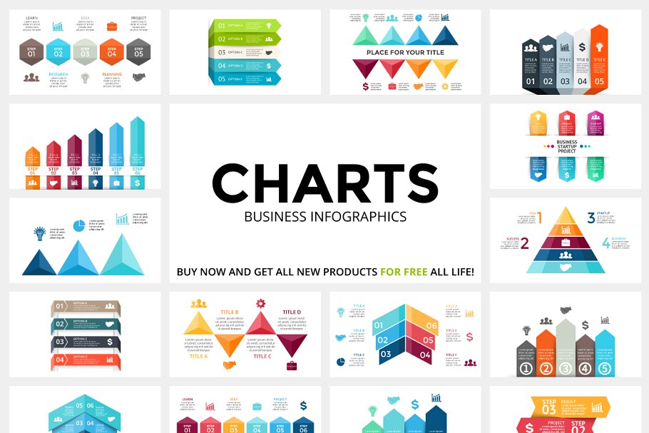 信息图表类设计专用图表矢量图形素材 CHARTS – Free Updates插图