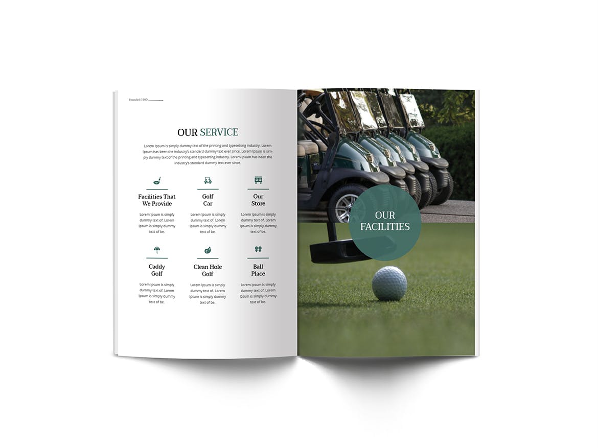 高尔夫俱乐部简介宣传画册设计模板 Golf A4 Brochure Template插图5