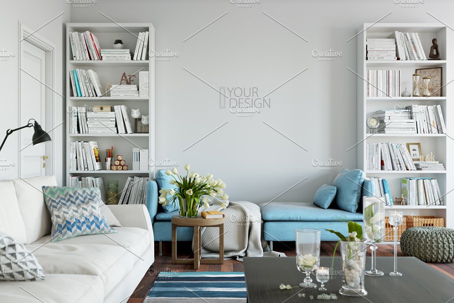 客厅卧室墙纸&相框画框样机模板合集 Interior Wall & Frames Mockup – 2插图11