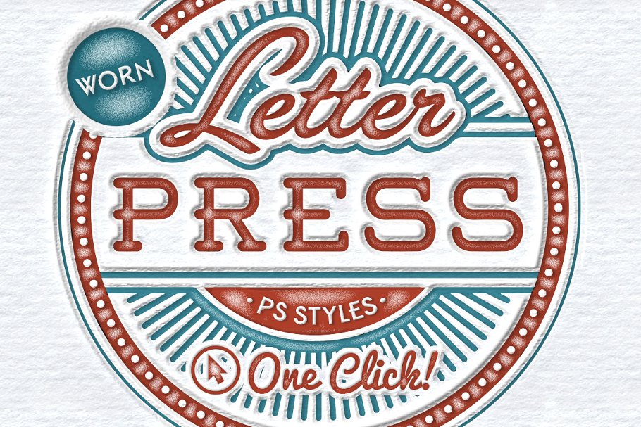 破旧凸版印刷效果照片处理图层样式 Worn Letterpress Photoshop Styles插图1