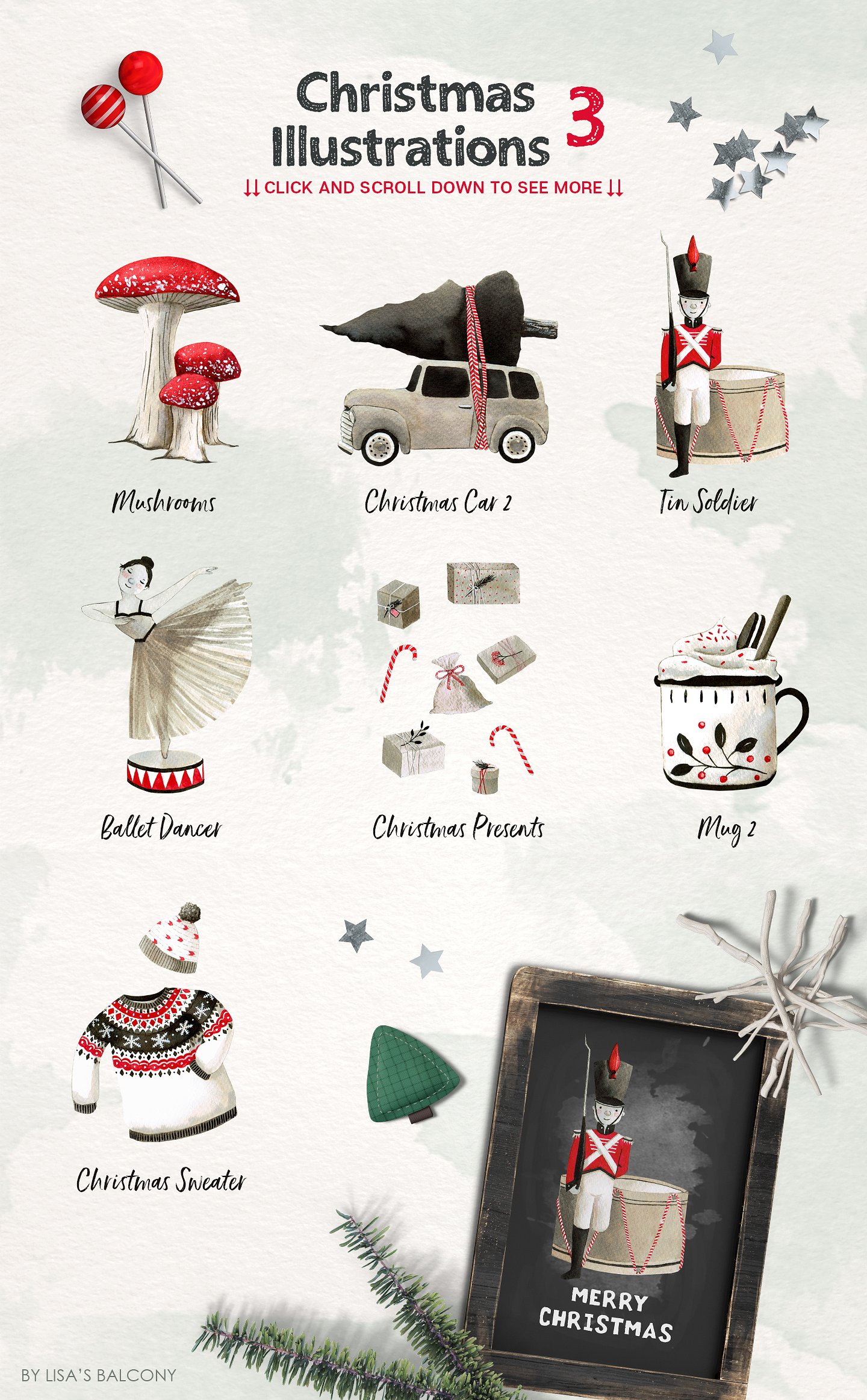 Christmas Illustration Inktober漂亮实用的圣诞节手绘插画素材合辑下载[psd,png]插图3