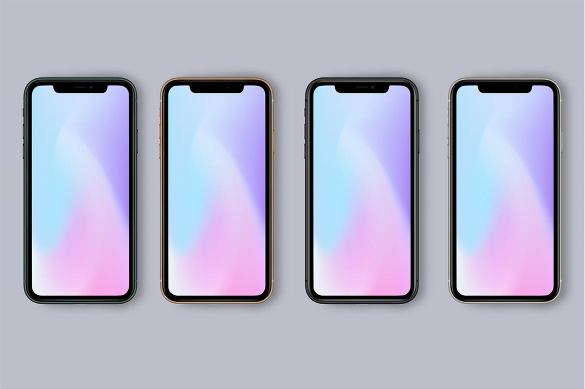 iPhone 11 Pro官方配色手机样机模板 New iPhone 11 Pro Mockup – All Colors插图(1)