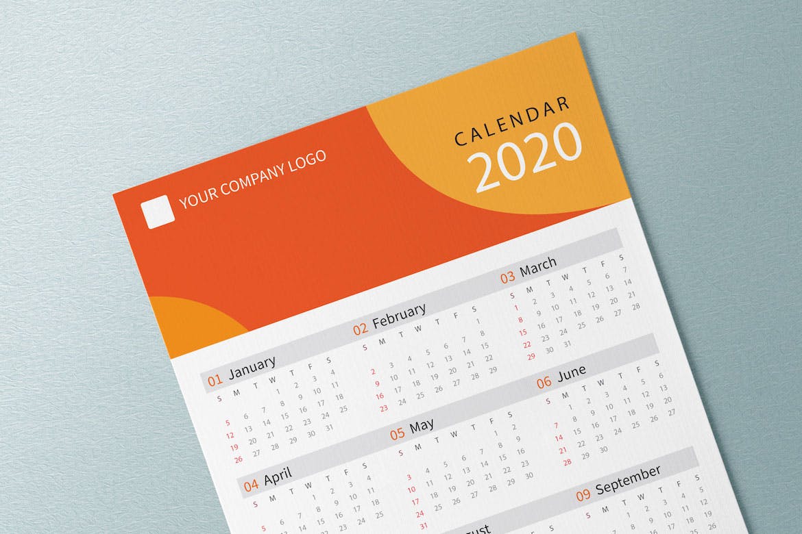 彩色几何图形2020日历表年历设计模板 Creative Calendar Pro 2020插图3