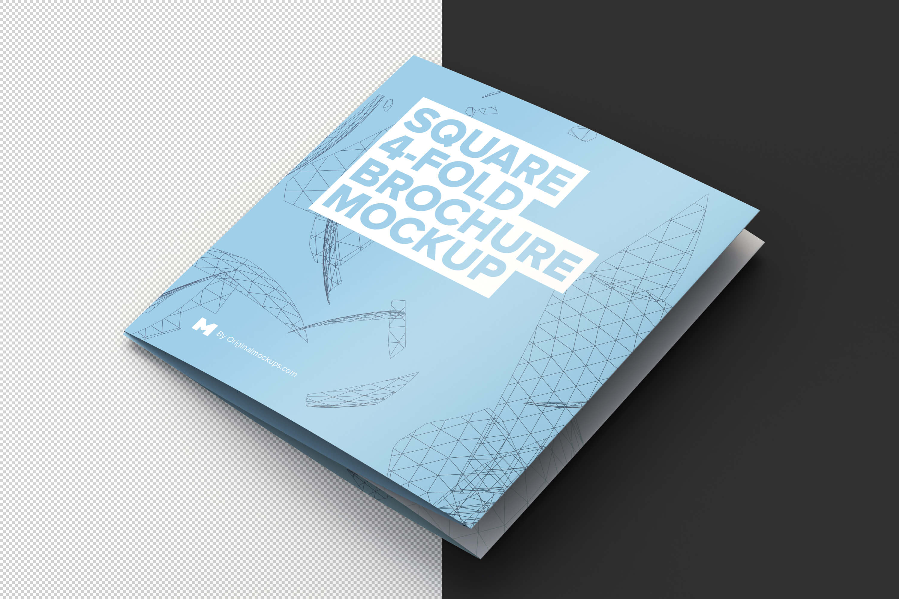 方形四折页传单设计样机模板 Square 4-Fold Brochure Mockup插图2