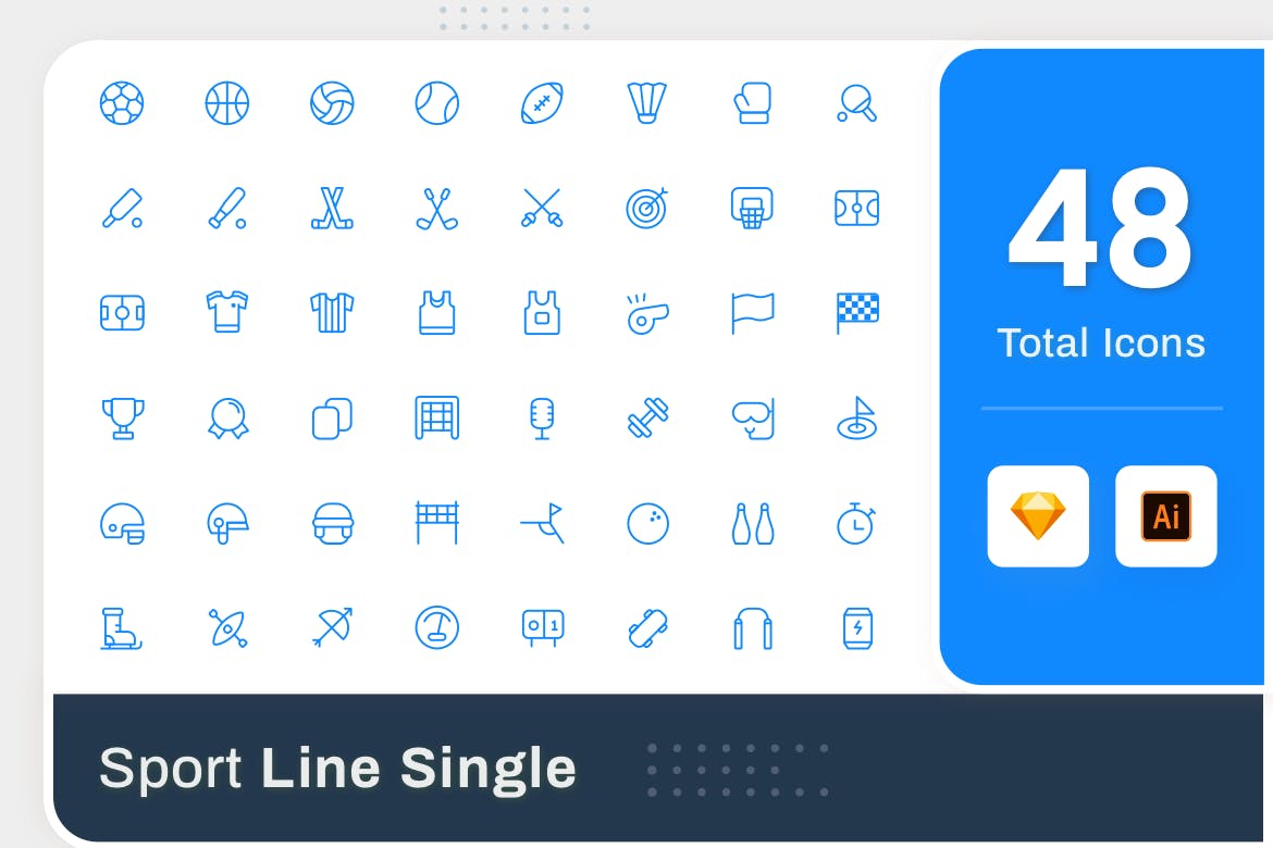 Line Senja图标系列：运动器材矢量线性图标 Line Senja – Sport插图(1)