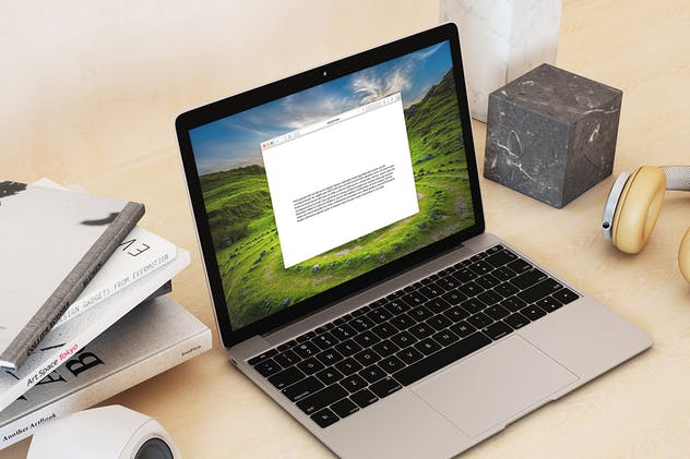 超级本笔记本电脑网页设计展示样机模板 Laptop Mock-up – Interior Set插图2