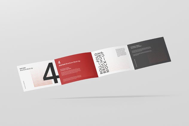 高分辨率折叠传单宣传册样机模板 Roll Fold Brochure Mockup Landscape Din A4 A5 A6插图8