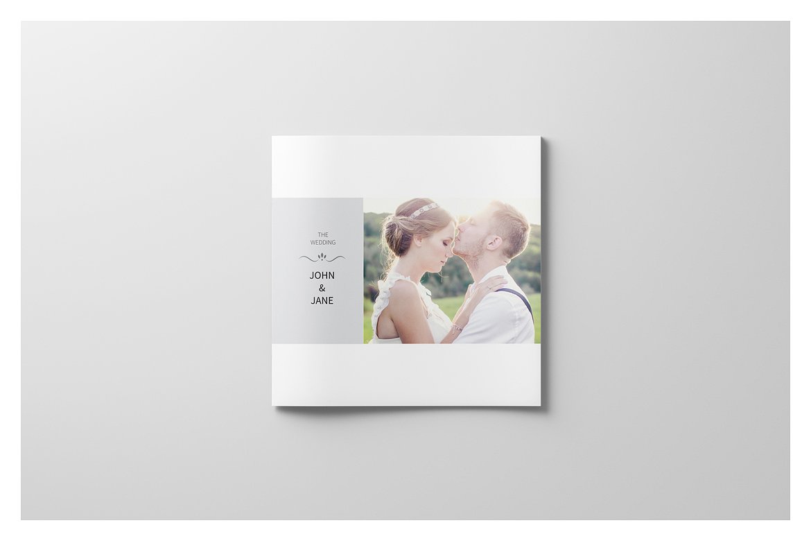 唯美极简的正方形婚纱照相册模板下载 Minimalist Square Wedding Album [indd,psd]插图(3)