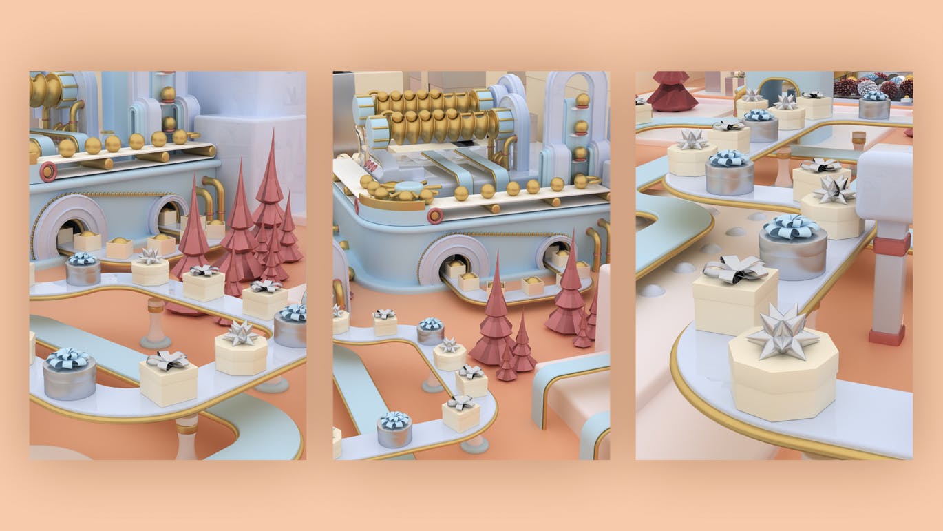 3D建模圣诞节主题概念工厂场景PNG素材 Christmas Factory插图(7)