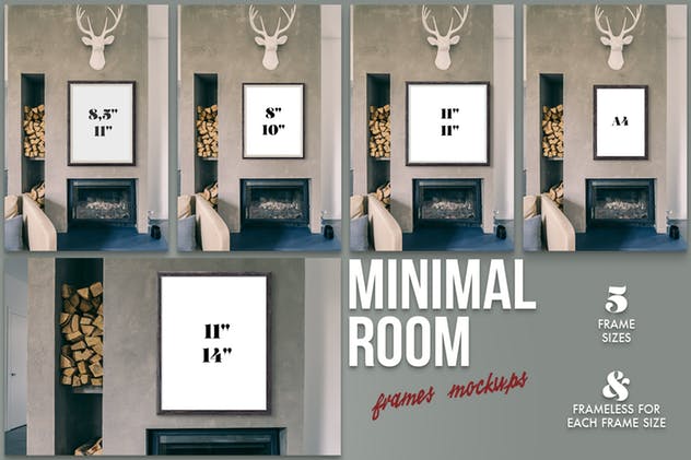 数字艺术作品展示样机模板合集 Minimal Room – Frames Mockups插图(2)