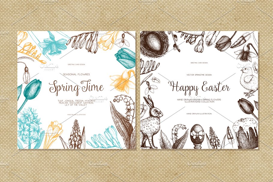 复活节和春天插画元素集 Easter & Spring Illustrations Set插图5